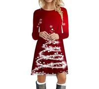 Christmas Dresses for Women, 1950s Dresses for Women a Line Retro Swing Flowy Prom Party Cocktail Dress with Belt Audrey Hepburn 50s 60s Xmas Dresses Prom Swing Printing Holiday Clothing