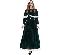 Christmas Dresses for Women Ladies Patchwork Long Sleeve Fancy Dress Elegant A-line Maxi Costume Outfit with Cape Renaissance Victorian Traditional Prom Outfits for Cosplay, Stage Performance