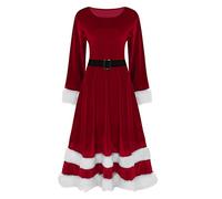 Christmas Dresses for Women, Women's Ladies Soft Velvet Mrs Santa Claus Costume Christmas Fancy Dress Outfit for Summer Holiday