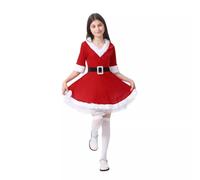 Christmas Dresses Girls Red Long Sleeve Dress Girls Christmas with Plush V-Neck Dresses Miss Santa Costume Evening Dress Tunic Dress Merry Christmas A-line Christmas Party Party Dresses Clothing