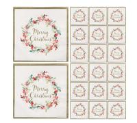 Christmas Drink Napkins, Cocktail Napkins Christmas - 20 x Berry Wreath Merry Christmas Cocktail Drink Napkins - 2-Ply Paper Cocktail Napkins for Home, Kitchen, Bathroom, Wedding