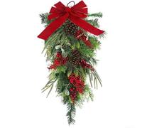 Christmas Droplet-Shaped Wreath Plastic Red Berries 45cm or 70cm | Sturdy plastic construction for indoor outdoor festive use Vibrant textures complement traditional Christmas Decor Multiple