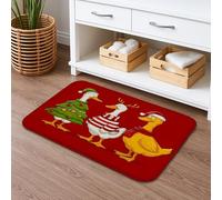 Christmas Duck Pattern Quick Dry Bath Mat, Fun Cartoon Holiday Non Slip Shower Mat, Winter Decorative Washable Bath Rugs for Bathroom Toilet Restroom 20x32 Inch
