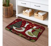 Christmas Duck Quick Dry Bath Mat, Festive Holiday Pattern Absorbent Non Slip Shower Mat, Winter Decorative Flannel Washable Bath Rugs for Bathroom Toilet Restroom 20x32 Inch