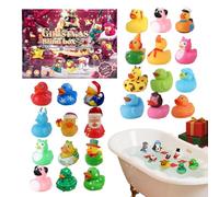 Christmas Ducks Countdown Calendar - 24 Pieces Christmas Rubber Ducks Duck Chris-tmas Decorations Rubber du-cky Bath Toys For Chris-tmas Party Favor Bath Birthday gi-fts