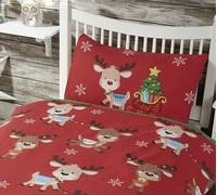 Christmas Duvet Cover Bedding Set Reversible Elf Santa Reindeers