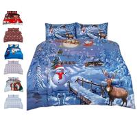 Christmas Duvet Cover Quilt Bedding Set With Pillowcases 3D Printed Santa Xmax Snowman Decorations Soft Poly-Cotton Reversible Luxury Beddings Sleep Comfortable (Super King, Festive Season)