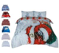 Christmas Duvet Cover Quilt Bedding Set With Pillowcases 3D Printed Santa Xmax Snowman Decorations Soft Poly-Cotton Reversible Luxury Beddings Sleep Comfortable (Single, Santa Father)