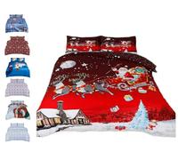 Christmas Duvet Cover Quilt Bedding Set With Pillowcases 3D Printed Santa Xmax Snowman Decorations Soft Poly-Cotton Reversible Luxury Beddings Sleep Comfortable (Single, Christmas Greetings)