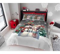 Christmas Duvet Cover Set - Festive Quilt Bedding with Pillowcase (Single/Double/King) | Soft Hypoallergenic Microfiber, Cuddly & Washable Holiday Bed Set | UK-Made (Snow My Love, Double)