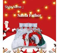 Christmas Duvet Set with Pillowcases - 3D Printed Design Soft Reversible Poly-Cotton Quilt for Comfortable and Festive Holiday Bedding (Santa Father, King)