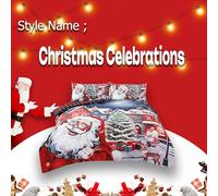 Christmas Duvet Set with Pillowcases - 3D Printed Design Soft Reversible Poly-Cotton Quilt for Comfortable and Festive Holiday Bedding (Christmas Celebrations, King)