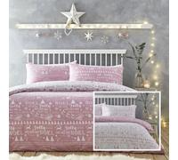 Christmas Duvet Set Xmas Bedding New Quilt Cover Pillow Cases (Pink, King)