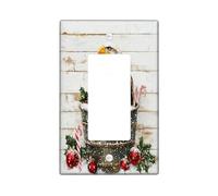 Christmas Eagle Bird Decorative Light Switch Cover Plate 1 Gang Single Rocker, Cute Xmas Wood Hollies Electrical Faceplate for Kitchen Bathroom Decor, Winter Electrical Switchplate