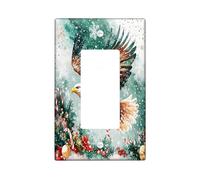 Christmas Eagle Bird Decorative Light Switch Cover Plate 1 Gang Single Rocker, Xmas Watercolor Snow Electrical Faceplate for Kitchen Bathroom, Winter Switchcover Decor