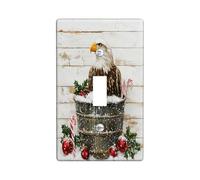 Christmas Eagle Bird Decorative Light Switch Cover Plate 1 Gang Single Toggle, Cute Xmas Wood Hollies Electrical Faceplate for Kitchen Bathroom Decor, Winter Electrical Switchplate