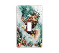 Christmas Eagle Bird Decorative Light Switch Cover Plate 1 Gang Single Toggle, Xmas Watercolor Snow Electrical Faceplate for Kitchen Bathroom, Winter Switchcover Decor