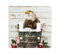 Christmas Eagle Bird Decorative Light Switch Cover Plate 2 Gang Double Toggle, Cute Xmas Wood Hollies Electrical Faceplate for Kitchen Bathroom Decor, Winter Electrical Switchplate