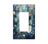 Christmas Eagle Bird Decorative Light Switch Cover Wall Plate 1 Gang Single Rocker, Luxury Snowflakes Balls Electrical Faceplate for Kitchen Bathroom Decor, Xmas Electrical Switchplate