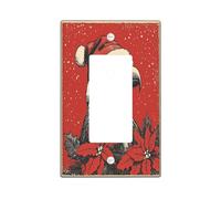 Christmas Eagle Bird Decorative Light Switch Cover Wall Plate 1 Gang Single Rocker, Vintage Xmas Poinsettia Electrical Faceplate for Kitchen Bathroom, Winter Switchcover Decor