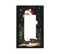 Christmas Eagle Bird Decorative Light Switch Cover Wall Plate 1 Gang Single Rocker, Xmas Snowy Forest Electrical Faceplate for Kitchen Bathroom Decor, Winter Electrical Switchplate