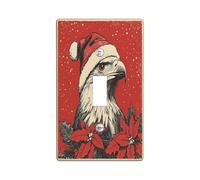 Christmas Eagle Bird Decorative Light Switch Cover Wall Plate 1 Gang Single Toggle, Vintage Xmas Poinsettia Electrical Faceplate for Kitchen Bathroom, Winter Switchcover Decor