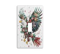 Christmas Eagle Bird Decorative Light Switch Cover Wall Plate 1 Gang Single Toggle, Xmas Balls Snowflakes Electrical Switchplate, Winter Faceplate for Kitchen Living Room Decor