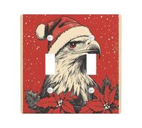 Christmas Eagle Bird Decorative Light Switch Cover Wall Plate 2 Gang Double Toggle, Vintage Xmas Poinsettia Electrical Faceplate for Kitchen Bathroom, Winter Switchcover Decor