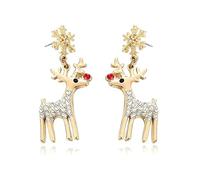 christmas earring woman colorful light bulbs earring crystal sparkle candy gingerbread man deer christmas tree snowflake accessories, Mediano, Alloy Steel, Cubic Zirconia