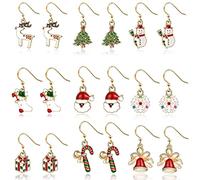 Christmas Earrings, 9 Pairs Christmas Earrings for Women - Snowflake,Xmas Tree, Dangly, The Santa Clause Earrings Set- Drop Earrings Ideal for Xmas