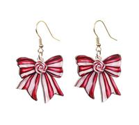 Christmas Earrings for Women Acrylic Bow Dangle Drop Earrings Gingerbread Reindeer Holiday Festive Accessories Christmas Jewelry Gift, Acrylic, No Gemstone