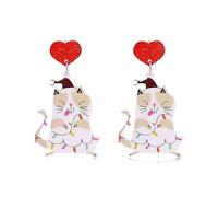 Christmas Earrings for Women Cute Acrylic Xmas Tree Santa Claus Dangle Earrings Festive Gifts Cat Koala Xmas Hat Earring Christmas Holiday Jewelry Costume Accessories, L, Metal, No Gemstone