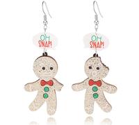 Christmas Earrings for Women Cute Gingerbread Man Elf Fawn Charm Earrings Acrylic Fashion Christmas Tree Cat Dinosaur Funny Earrings Xmas Party Favors Decor Accessories, Zinc, unkown