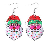 Christmas Earrings for Women Cute Wooden Santa Claus Earrings Christmas Party Jewelry Gifts, 0, Metal, No Gemstone