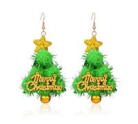 Christmas Earrings for Women Dangling Gold Christmas Tree Earrings Green Star Tree Xmas Earrings Christmas Dangle Drop Earrings Statement Earrings Party Jewelry, Appropriate, Alloy Steel, No Gemstone