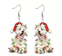 Christmas Earrings for Women Glitter Xmas Hat Hen Chicken Acrylic Drop Earring Funny Light Bulb Hippo Dog Animals Dangle Earrings Holiday Jewelry Accessories, Acrylic, No Gemstone