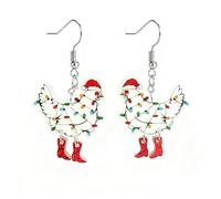 Christmas Earrings for Women Glitter Xmas Hat Hen Chicken Acrylic Drop Earring Funny Light Bulb Hippo Dog Animals Dangle Earrings Holiday Jewelry Accessories, Acrylic, No Gemstone