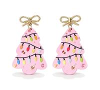 Christmas Earrings for Women Pink Christmas Tree Dangle Earrings Xmas Tree Jewelry Accessories Stocking Stuffers Trendy Cute Holiday Jewelry Gifts, L, Acrylic, No Gemstone