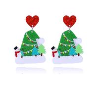 Christmas Earrings for Women Red and Green Sparkle Christmas Tree Sweater Elk Circular Disc Dangle Stud Earrings Dangling Xmas Jewelry for Women, L, Acrylic, No Gemstone