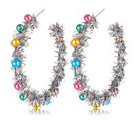 Christmas Earrings for Women Red Green Christmas Hoop Earrings Holiday Earrings MERRY HOHOHO Christmas Bow Earrings Christmas Accessories Sweater Outfits Jewelry Gifts, Zinc, No Gemstone