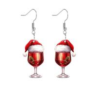 Christmas Earrings for Women Snowflake Snowman Wine Glass Dangle Earrings Festive Winter Party Jewelry Gift, L, Metal, No Gemstone