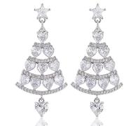 Christmas Earrings for Women - Sparkling Tree Snowflake Design, Light Luxury Shiny Micro-inlaid Zircon Xmas Jewelry