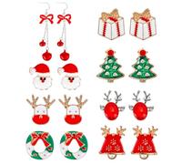 Christmas Earrings for Women, Sparkly Holiday Earrings for Girls,KufaerBeam Christmases Bow Bells, Decorative Bows with Bells, Christmases Cute Mini Bow, Christmas Tree Decorations