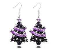 Christmas Earrings for Women Terrifying Black Christmas Tree Earring Stuff Xmas Jewelry Acrylic Earring Dangle Drop Festival Holiday Accessories Gifts, Middle, Alloy Steel, No Gemstone