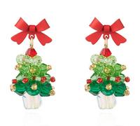 Christmas Earrings for Women,Vintage Christmas Tree/Bells/Gingerbreadman/Bow/Star Dangle Drop Earring Xmas Drop Earrings Winter Holiday Jewelry, L, Plastic, No Gemstone