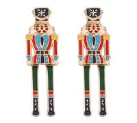 Christmas Earrings for Women,Vintage Nutcracker Stud Earrings Creative Beaded Santa Claus Earrings Cute Nutcracker Jewelry Holiday Earring, L, Copper, No Gemstone