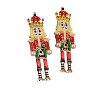 Christmas Earrings for Women,Vintage Nutcracker Stud Earrings Creative Beaded Santa Claus Earrings Cute Nutcracker Jewelry Holiday Earring, L, Copper, No Gemstone