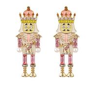Christmas Earrings for Women,Vintage Nutcracker Stud Earrings Creative Beaded Santa Claus Earrings Cute Nutcracker Jewelry Holiday Earring, L, Copper, No Gemstone
