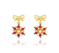 Christmas Earrings Stud for Women Silver Print Cute Earring Christmas Earring Christmas Dangle Earrings Dainty Flower Angel Clock Deer Studs Xmas Jewelry Accessories, Middle, Alloy Steel, No Gemstone