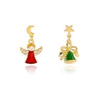 Christmas Earrings Stud for Women Silver Print Cute Earring Christmas Earring Christmas Dangle Earrings Dainty Flower Angel Clock Deer Studs Xmas Jewelry Accessories, Middle, Alloy Steel, No Gemstone